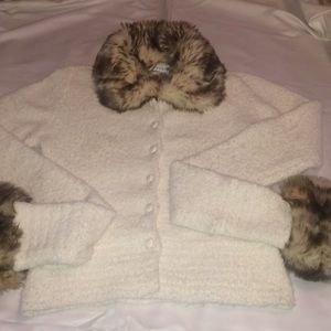 Newport News Faux Fur Trimmed Button-Down Top
